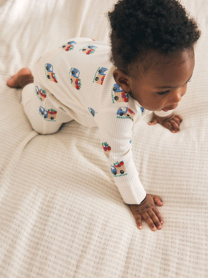 Blue/Green Two Way Zip Baby Sleepsuits 3 Pack (0mths-3yrs) image 5