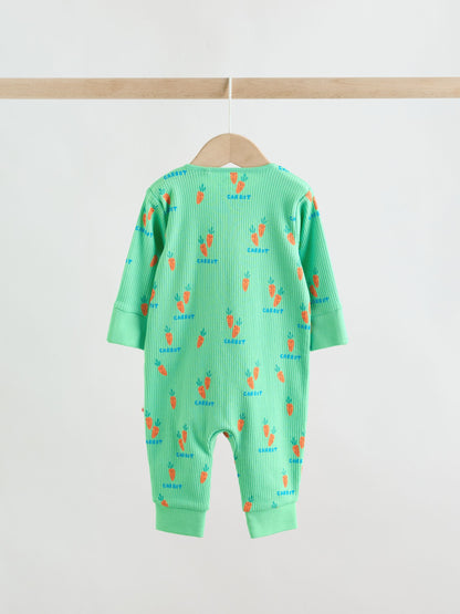 Blue/Green Two Way Zip Baby Sleepsuits 3 Pack (0mths-3yrs) image 7
