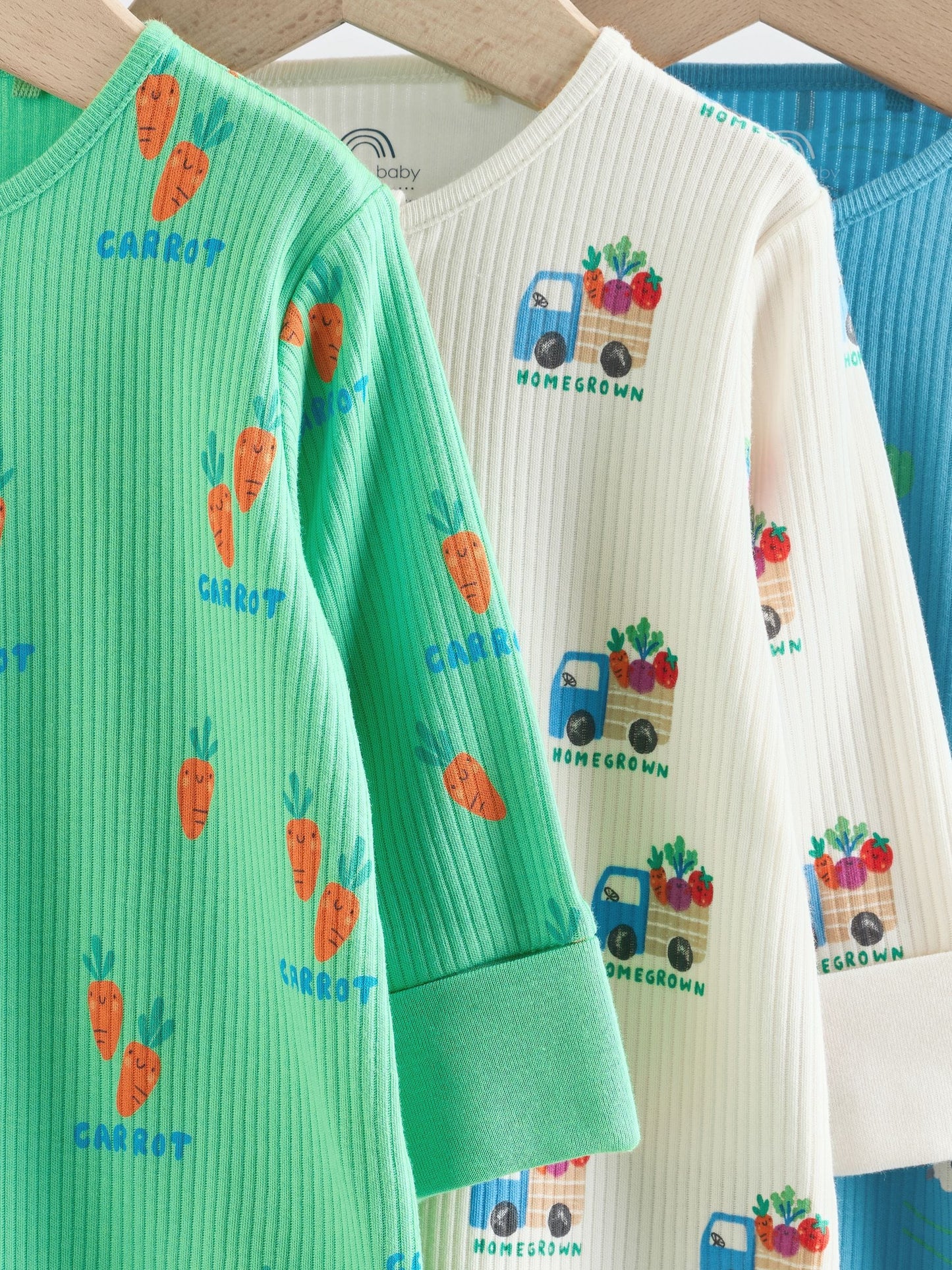 Blue/Green Two Way Zip Baby Sleepsuit 3 Pack (0mths-3yrs) image 7