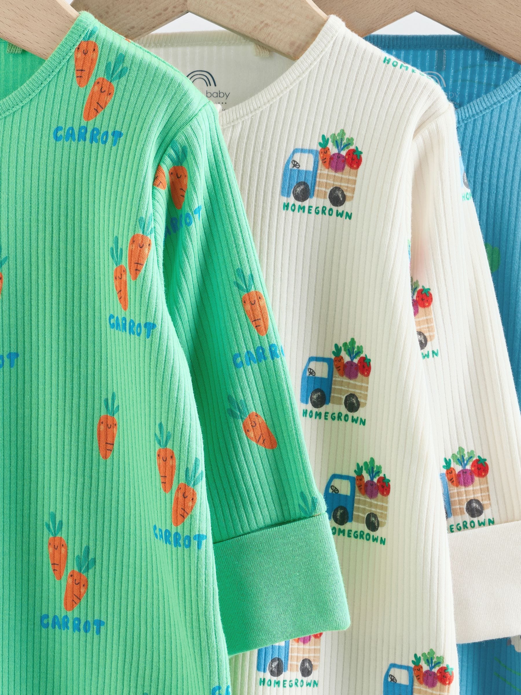 Blue/Green Two Way Zip Baby Sleepsuit 3 Pack (0mths-3yrs) image 7