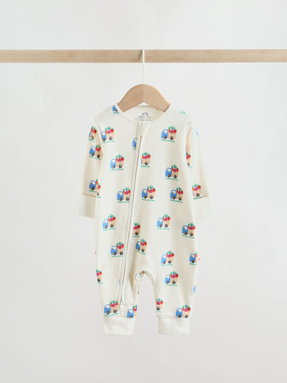 Blue/Green Two Way Zip Baby Sleepsuits 3 Pack (0mths-3yrs) image 8