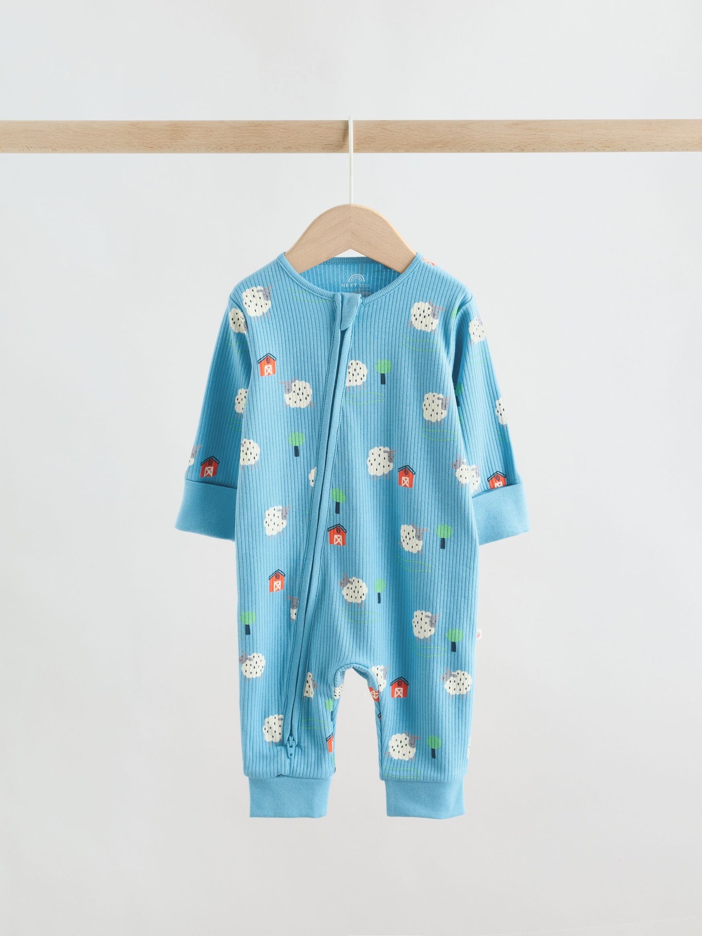 Blue/Green Two Way Zip Baby Sleepsuits 3 Pack (0mths-3yrs) image 9