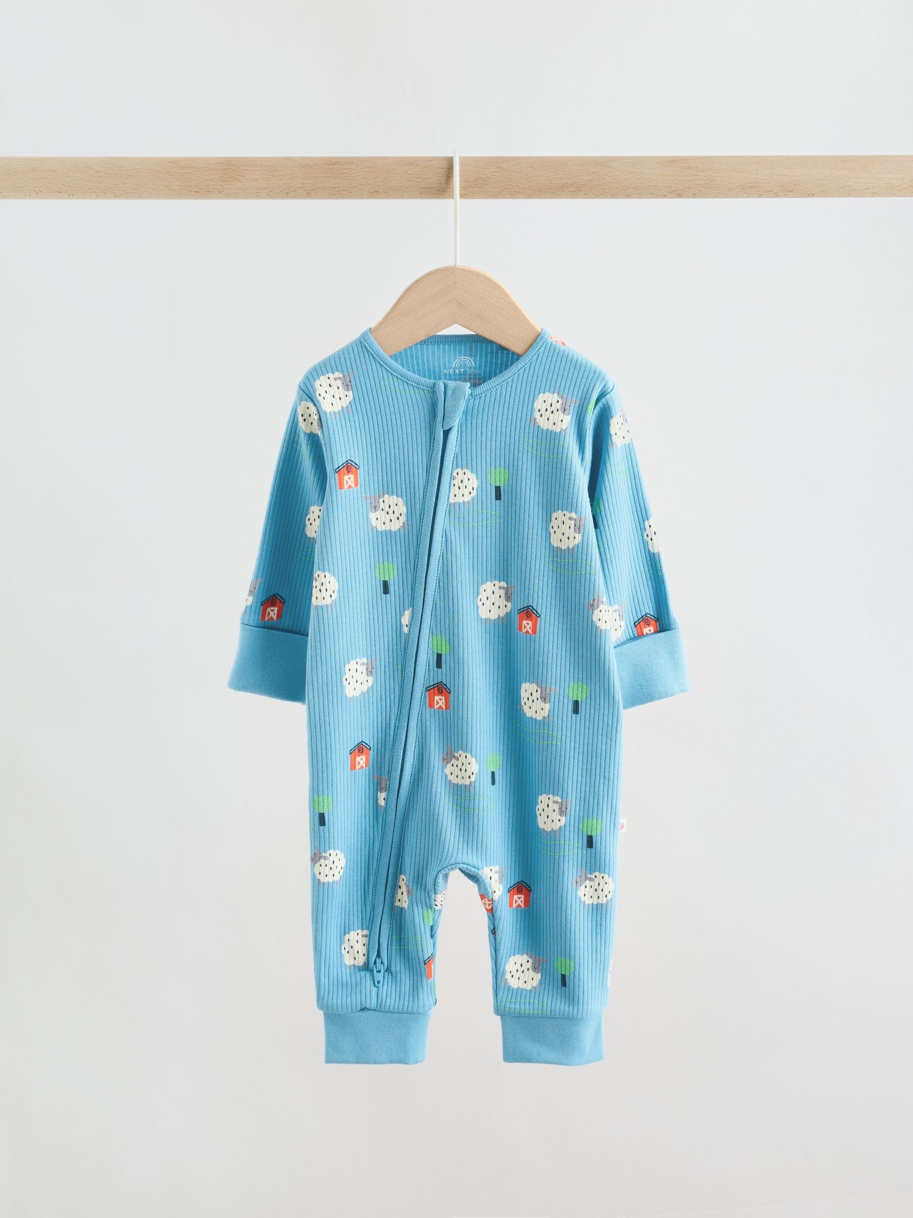 Blue/Green Two Way Zip Baby Sleepsuits 3 Pack (0mths-3yrs) image 9
