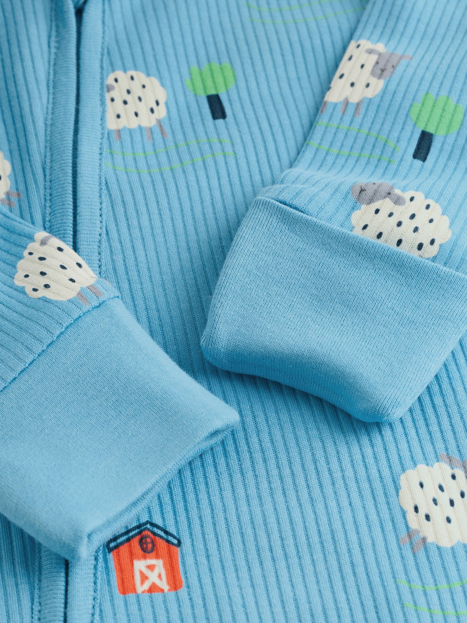 Blue/Green Two Way Zip Baby Sleepsuit 3 Pack (0mths-3yrs) image 9