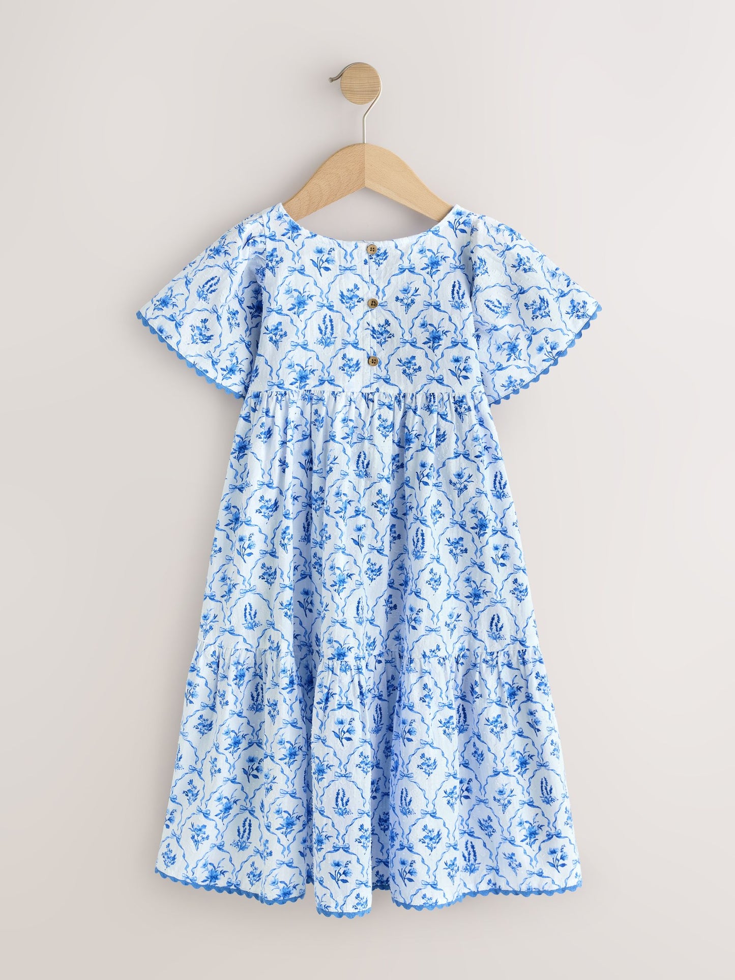 Blue Floral Angel Sleeve Dress (3-16yrs) image 4