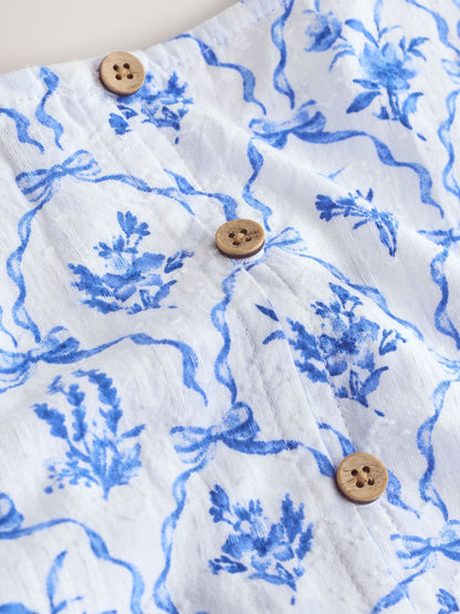 Blue Floral Angel Sleeve Dress (3-16yrs) image 5