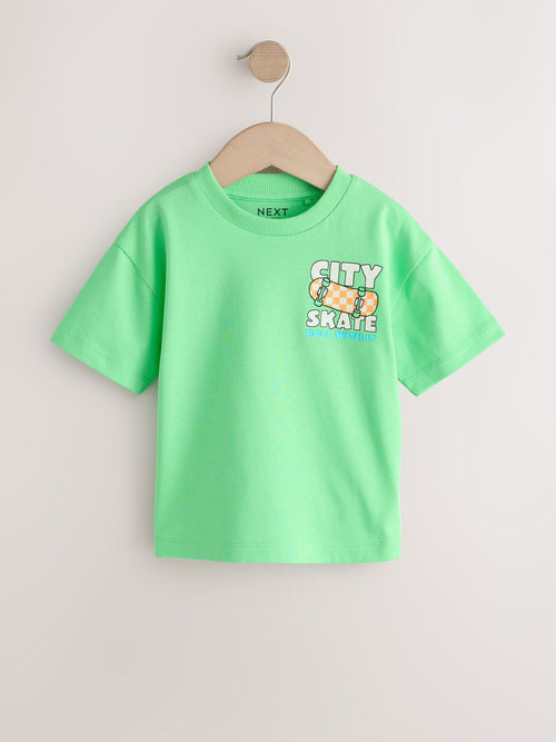 Green Skateboard Short Sleeve Back Print T-Shirt (3mths-7yrs) image 1