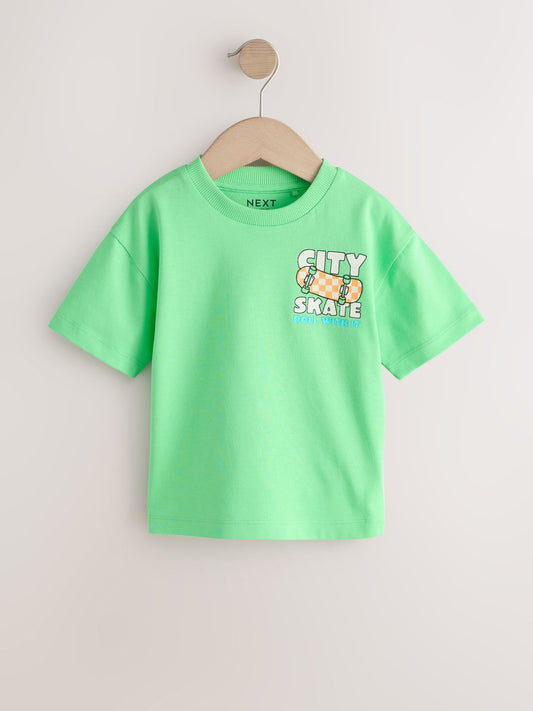 Green Skateboard Short Sleeve Back Print T-Shirt (3mths-7yrs) image 1