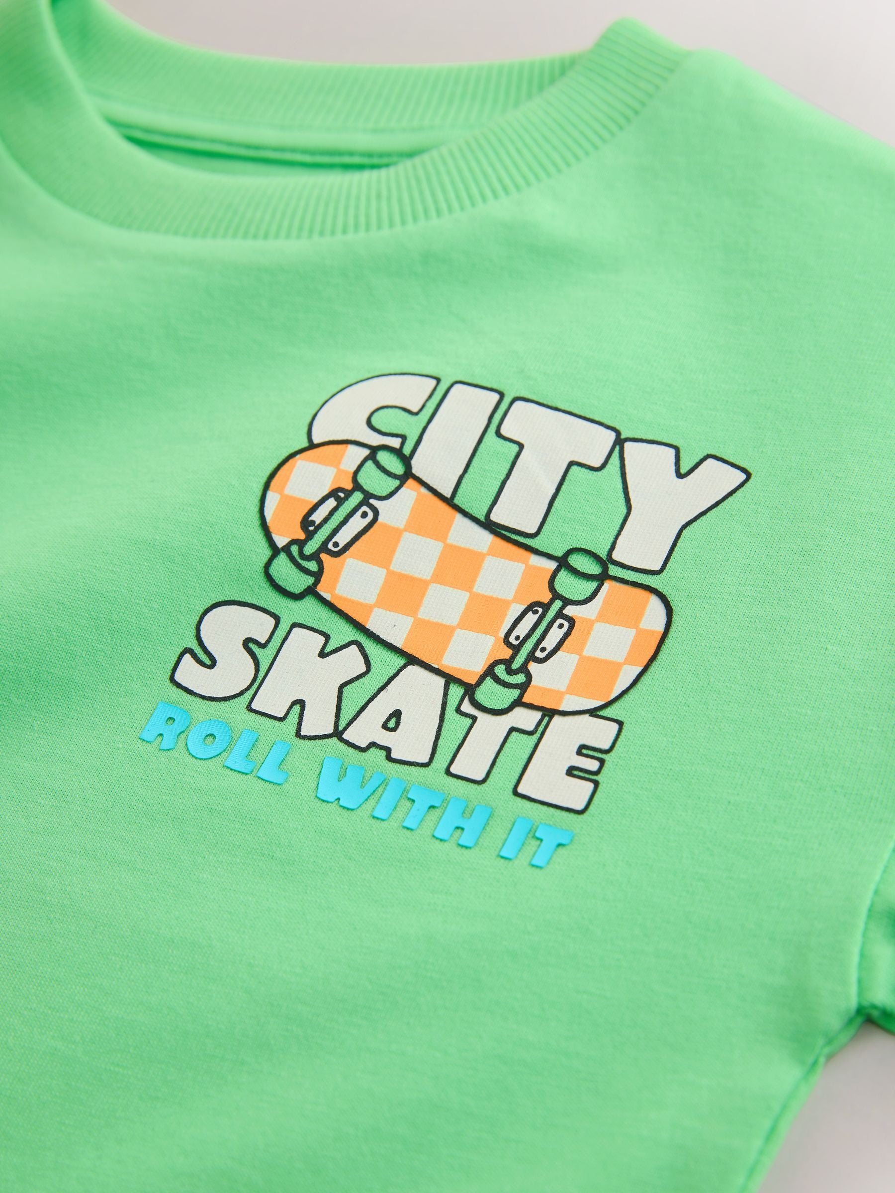 Green Skateboard Short Sleeve Back Print T-Shirt (3mths-7yrs) image 3