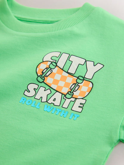 Green Skateboard Short Sleeve Back Print T-Shirt (3mths-7yrs) image 3