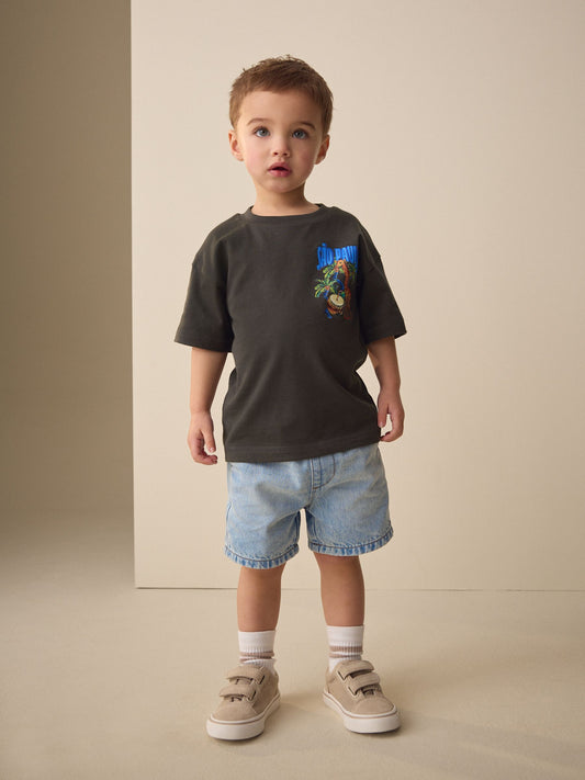Charcoal Grey Sao Paulo Short Sleeve Back Print T-Shirt (3mths-7yrs) image 2