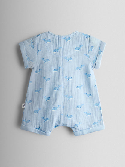 JoJo Maman Bébé Blue Whale Cheesecloth Romper & Hat Set image 4