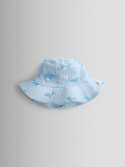 JoJo Maman Bébé Blue Whale Cheesecloth Romper & Hat Set image 5