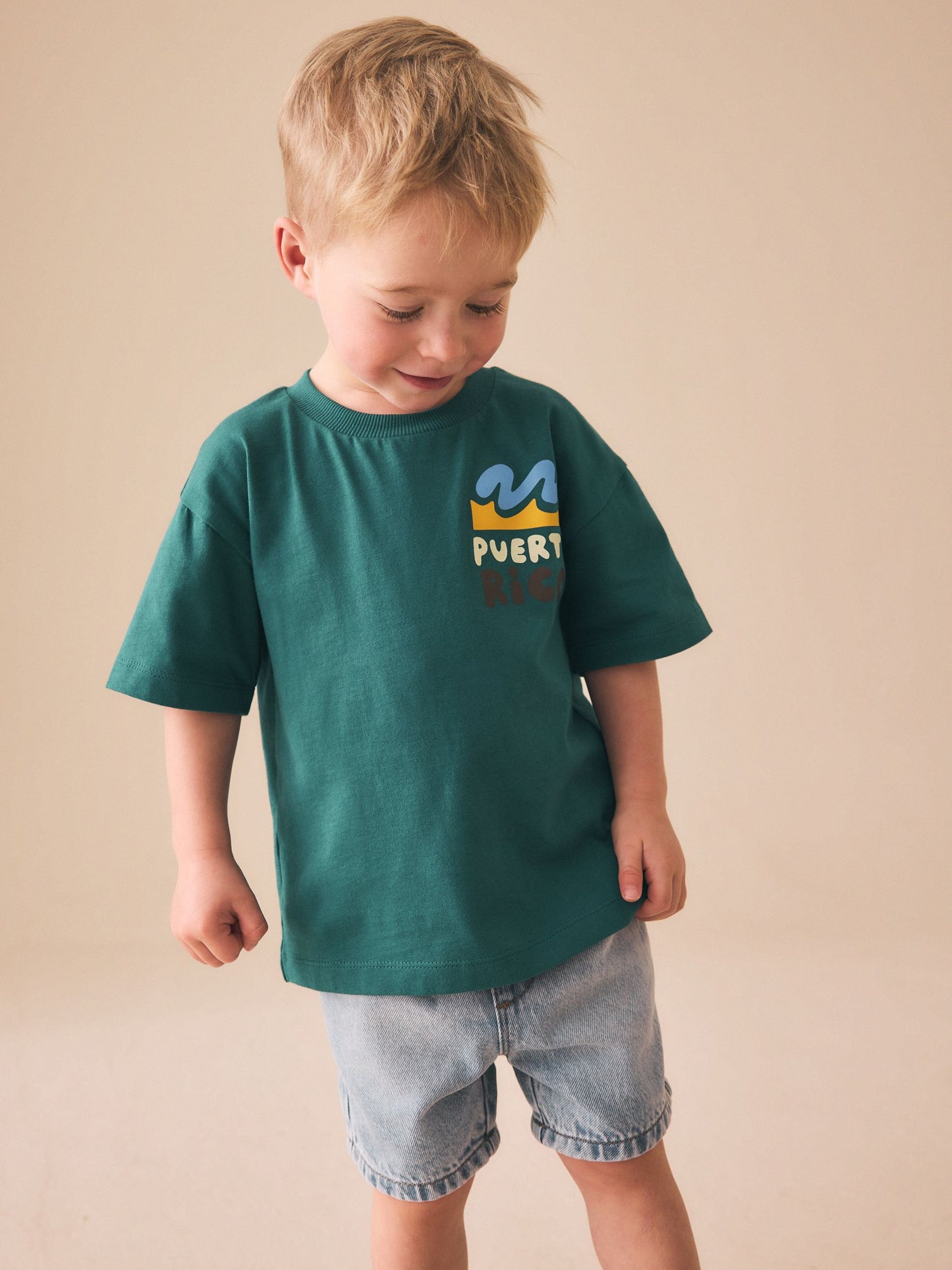 Teal Blue Puerto Rico Short Sleeve Back Print T-Shirt (3mths-7yrs) image 3