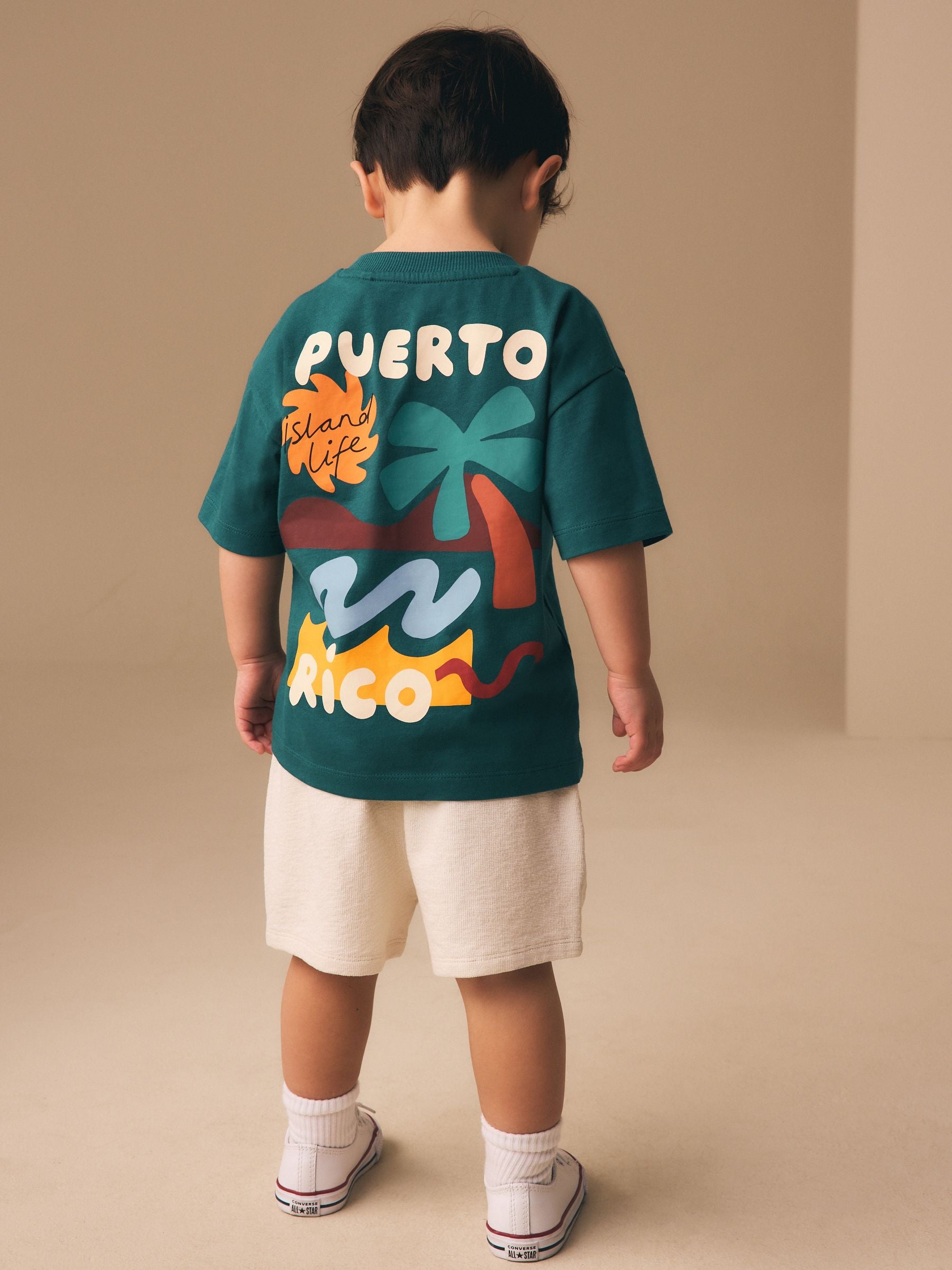 Teal Blue Puerto Rico Short Sleeve Back Print T-Shirt (3mths-7yrs) image 4