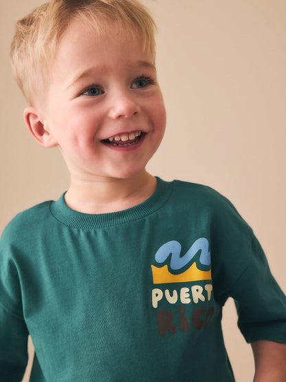 Teal Blue Puerto Rico Short Sleeve Back Print T-Shirt (3mths-7yrs) image 5