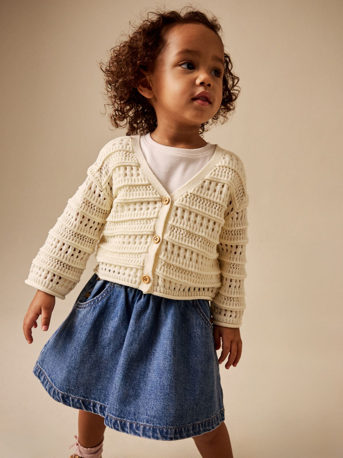 Ecru V-Neck Crochet Cardigan (3mths-7yrs) - image 1