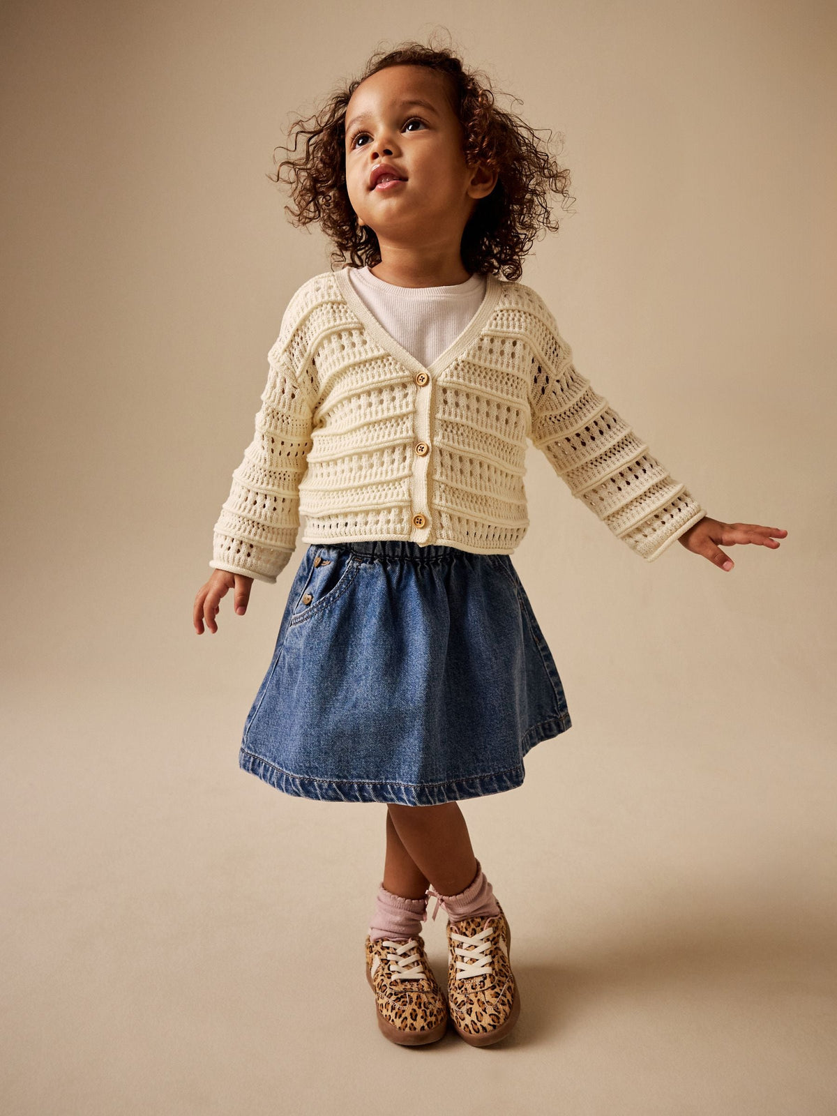 Ecru V-Neck Crochet Cardigan (3mths-7yrs) - image 2