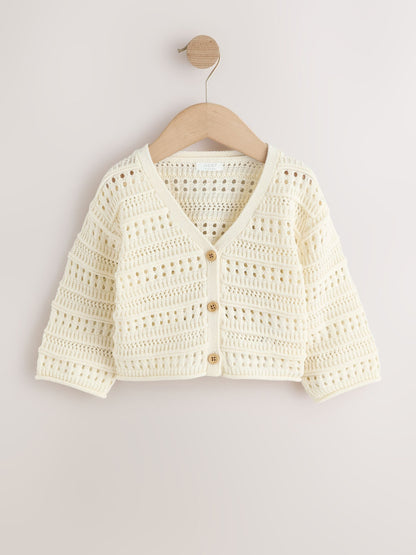 Ecru V-Neck Crochet Cardigan (3mths-7yrs) - image 5