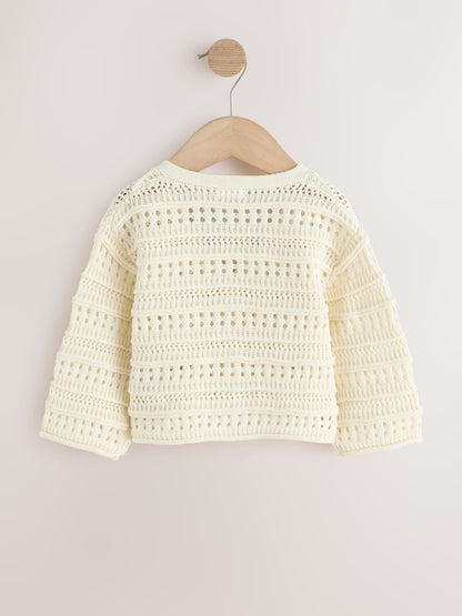 Ecru V-Neck Crochet Cardigan (3mths-7yrs) - image 6