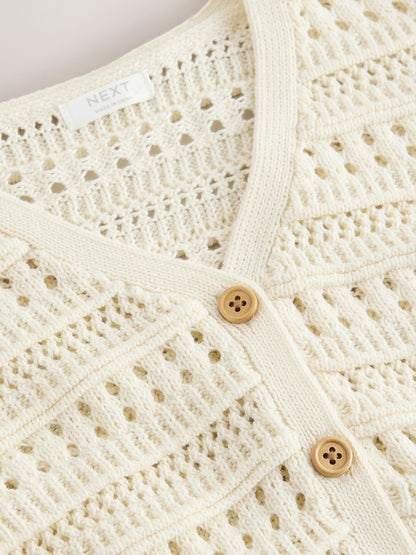 Ecru V-Neck Crochet Cardigan (3mths-7yrs) - image 7