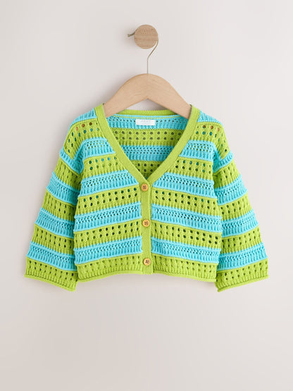 Dsiney Kidz - Green/Blue V-Neck Crochet Cardigan (3mths-7yrs) image 5