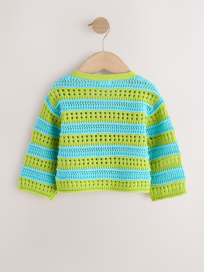 Dsiney Kidz - Green/Blue V-Neck Crochet Cardigan (3mths-7yrs) image 6