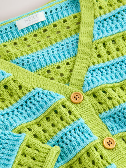 Dsiney Kidz - Green/Blue V-Neck Crochet Cardigan (3mths-7yrs) image 7