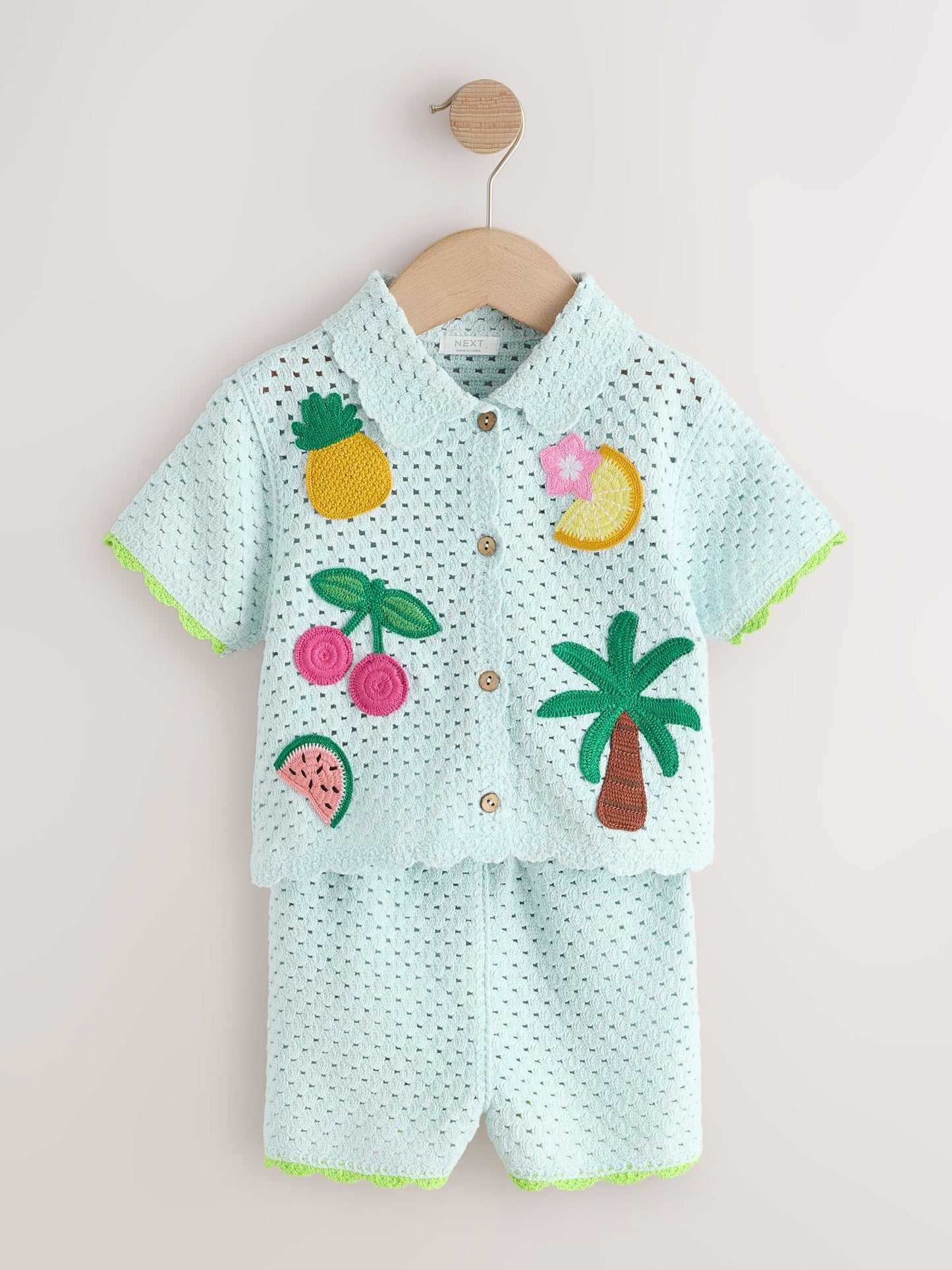 Blue Crochet Embroidered Knitted Shorts Set (3mths-7yrs) image 5