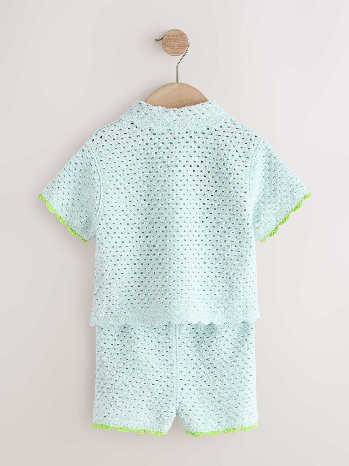 Blue Crochet Embroidered Knitted Shorts Set (3mths-7yrs) image 7