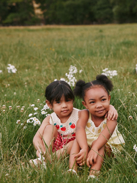 Red Crochet Cherry Top With Gingham Shorts (12mths-7yrs) image 2