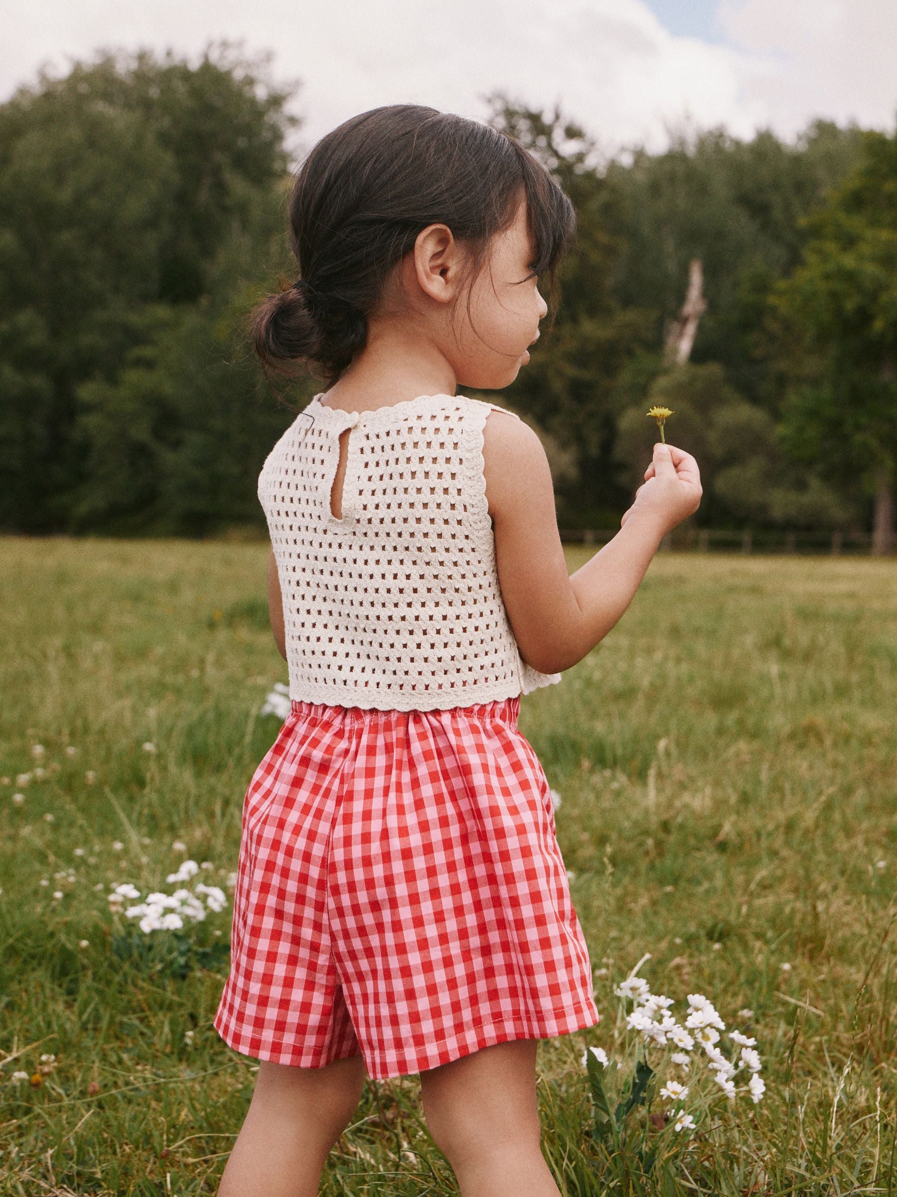 Red Crochet Cherry Top With Gingham Shorts (12mths-7yrs) image 3