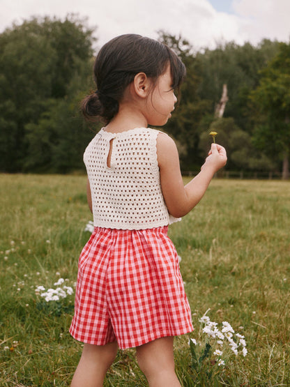 Red Crochet Cherry Top With Gingham Shorts (12mths-7yrs) image 3
