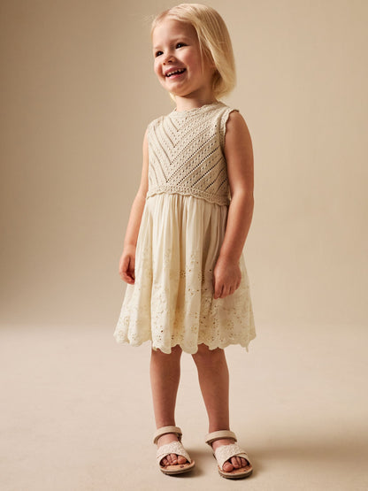 Ecru Embroidered pointelle Dress (3mths-7yrs) image 2