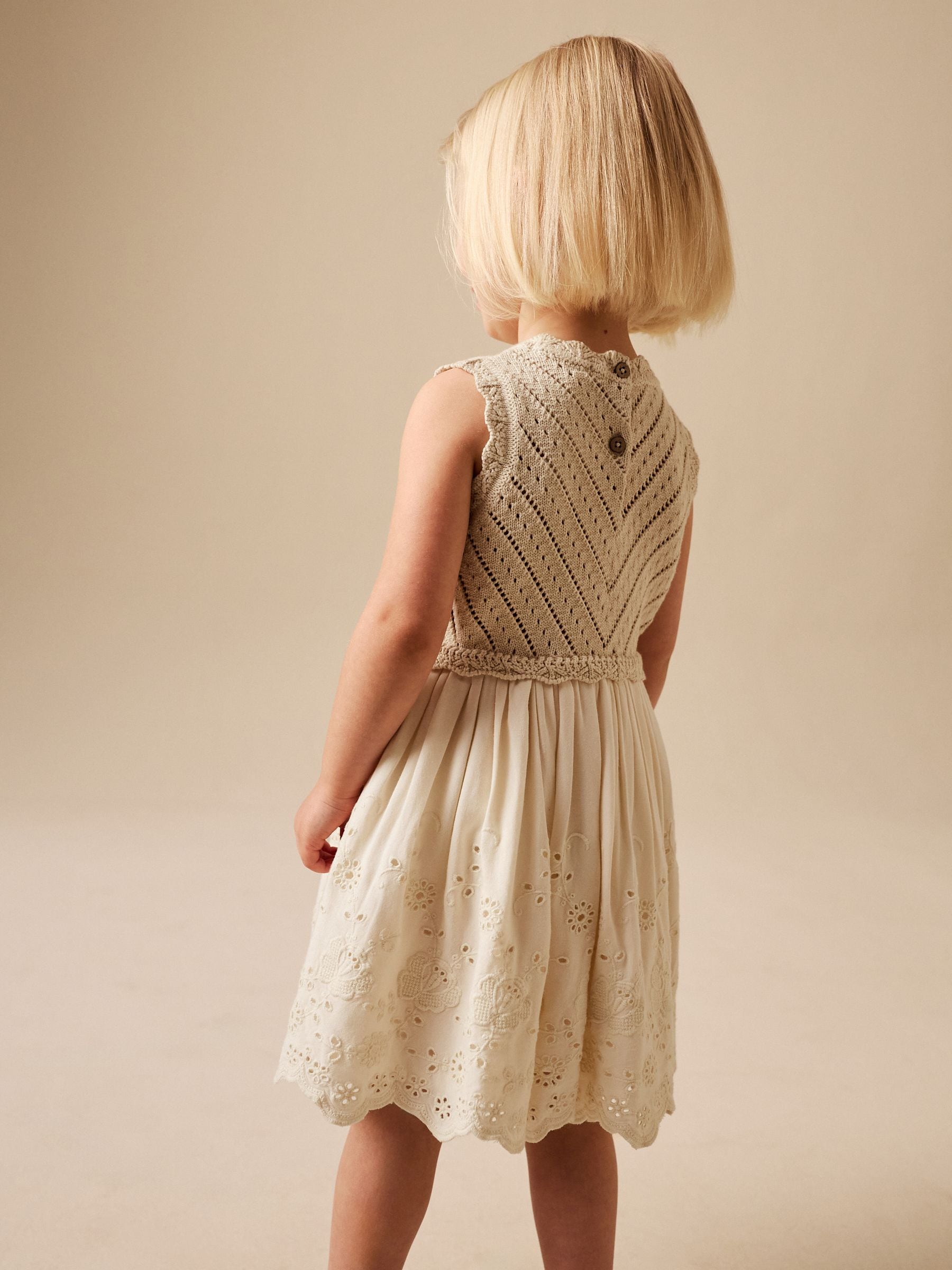 Ecru Embroidered pointelle Dress (3mths-7yrs) image 4