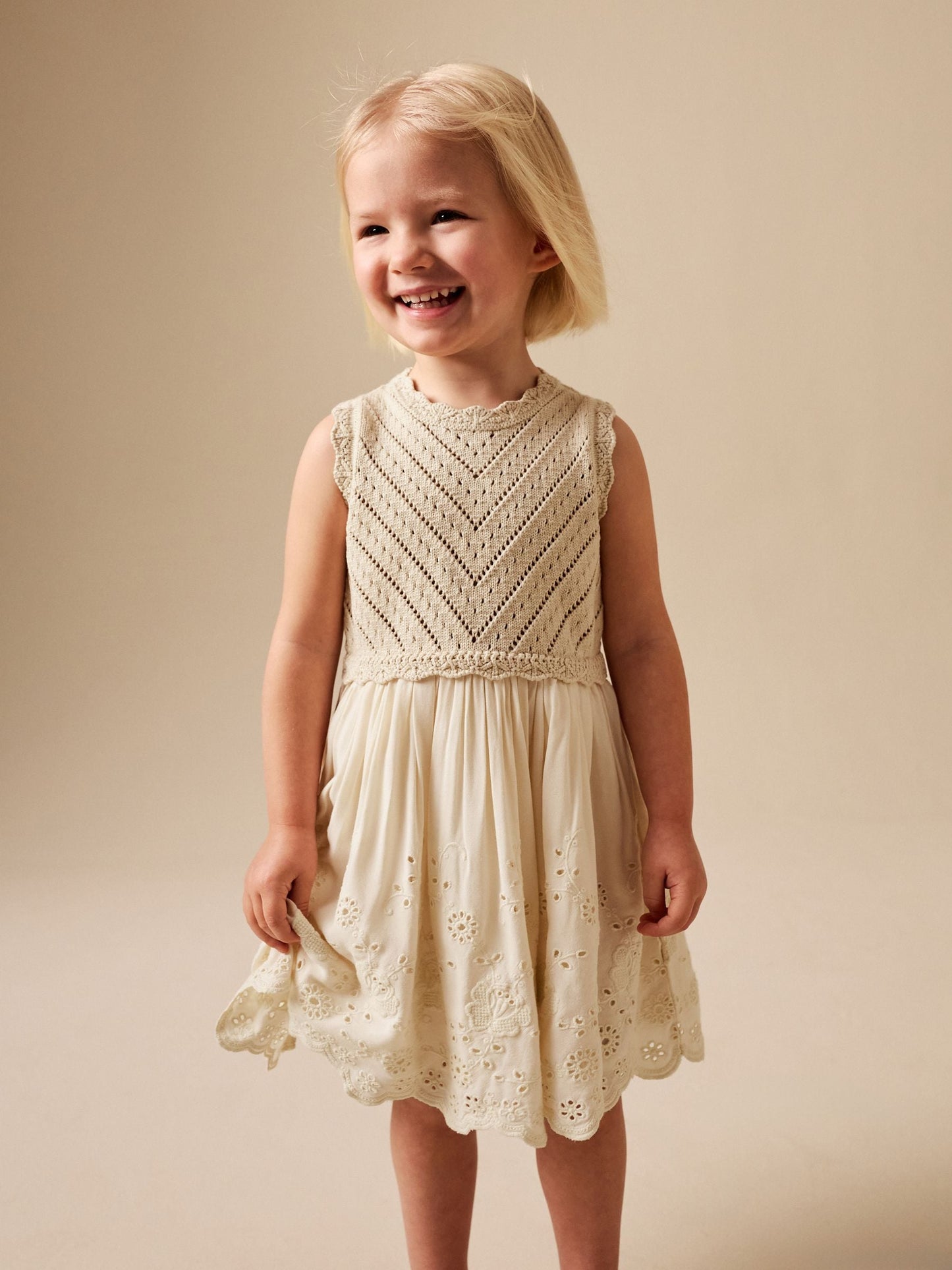 Ecru Embroidered pointelle Dress (3mths-7yrs) image 1