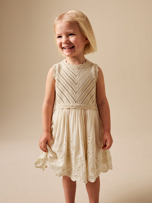 Ecru Embroidered pointelle Dress (3mths-7yrs) image 1