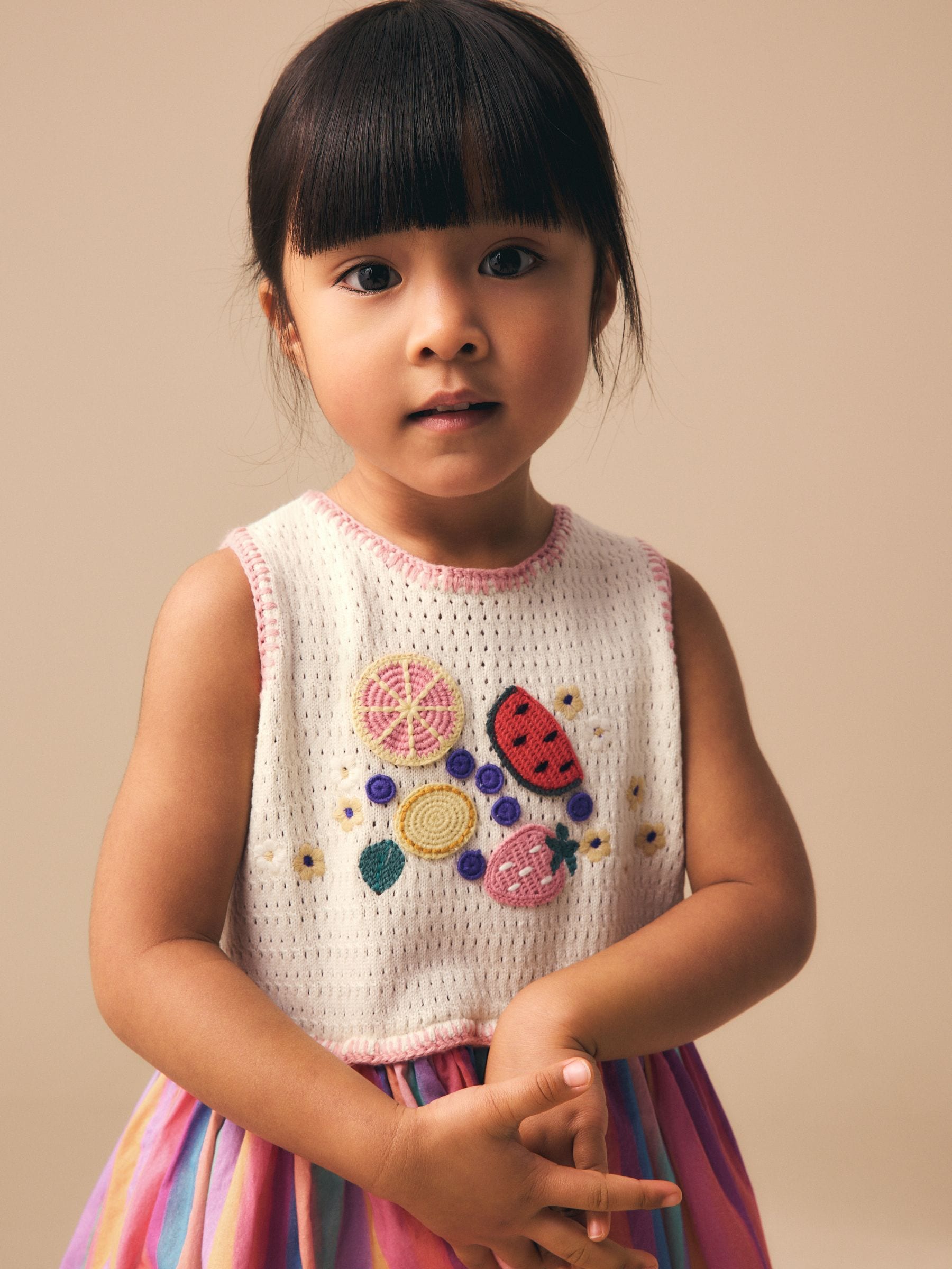 Rainbow Fruit Embroidered Dress (3mths-7yrs) image 4