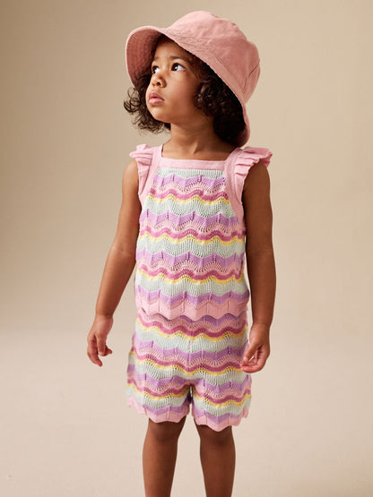 Pink Stripe Knitted Top And Shorts Set (3mths-7yrs) image 2