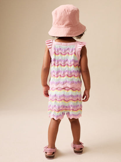 Pink Stripe Knitted Top And Shorts Set (3mths-7yrs) image 3
