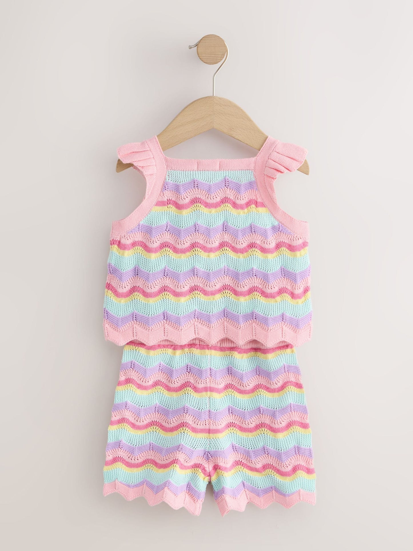 Pink Stripe Knitted Top And Shorts Set (3mths-7yrs) image 6