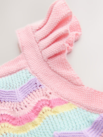 Pink Stripe Knitted Top And Shorts Set (3mths-7yrs) image 8