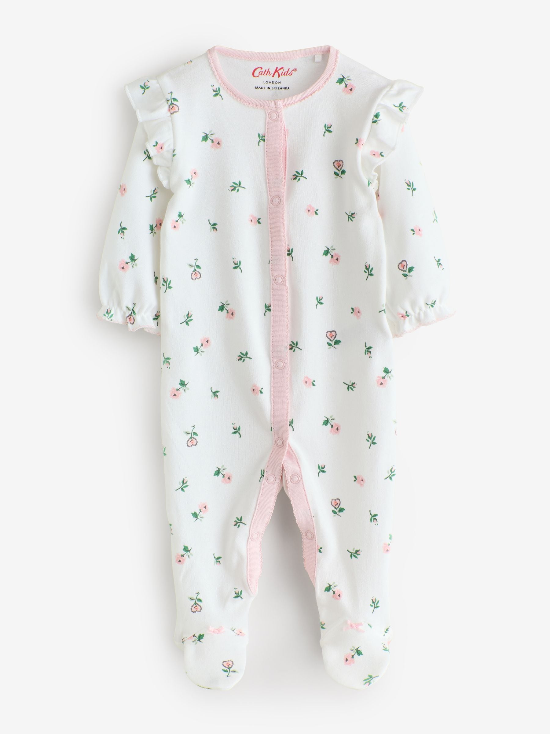 Pink/White Cath Kidston Baby Sleepsuits 3 Pack image 5