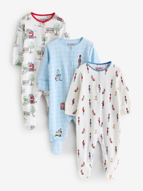 Blue/White Cath Kidston Baby Sleepsuits 3 Pack image 1