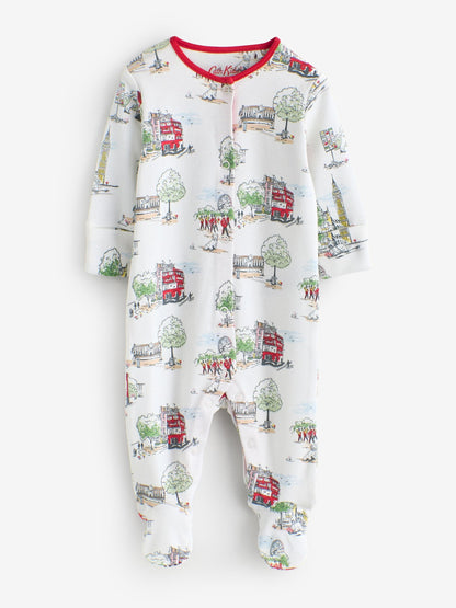 Blue/White Cath Kidston Baby Sleepsuits 3 Pack image 6