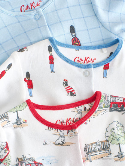Blue/White Cath Kidston Baby Sleepsuits 3 Pack image 7