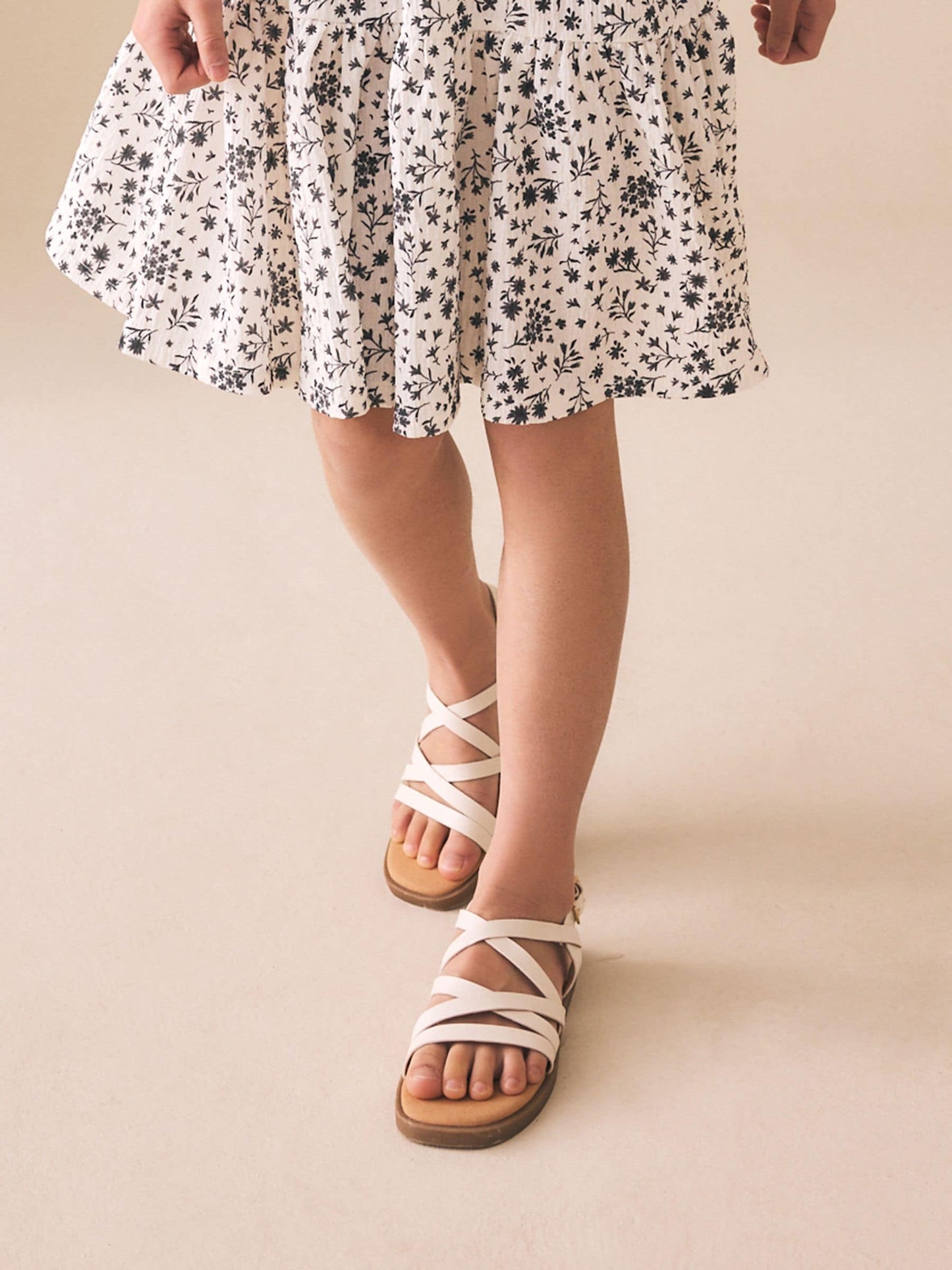 White Standard Fit (F) Strappy Sandals image 1