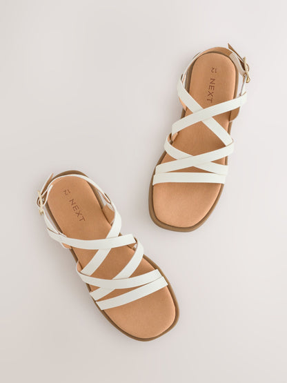 White Standard Fit (F) Strappy Sandals image 6