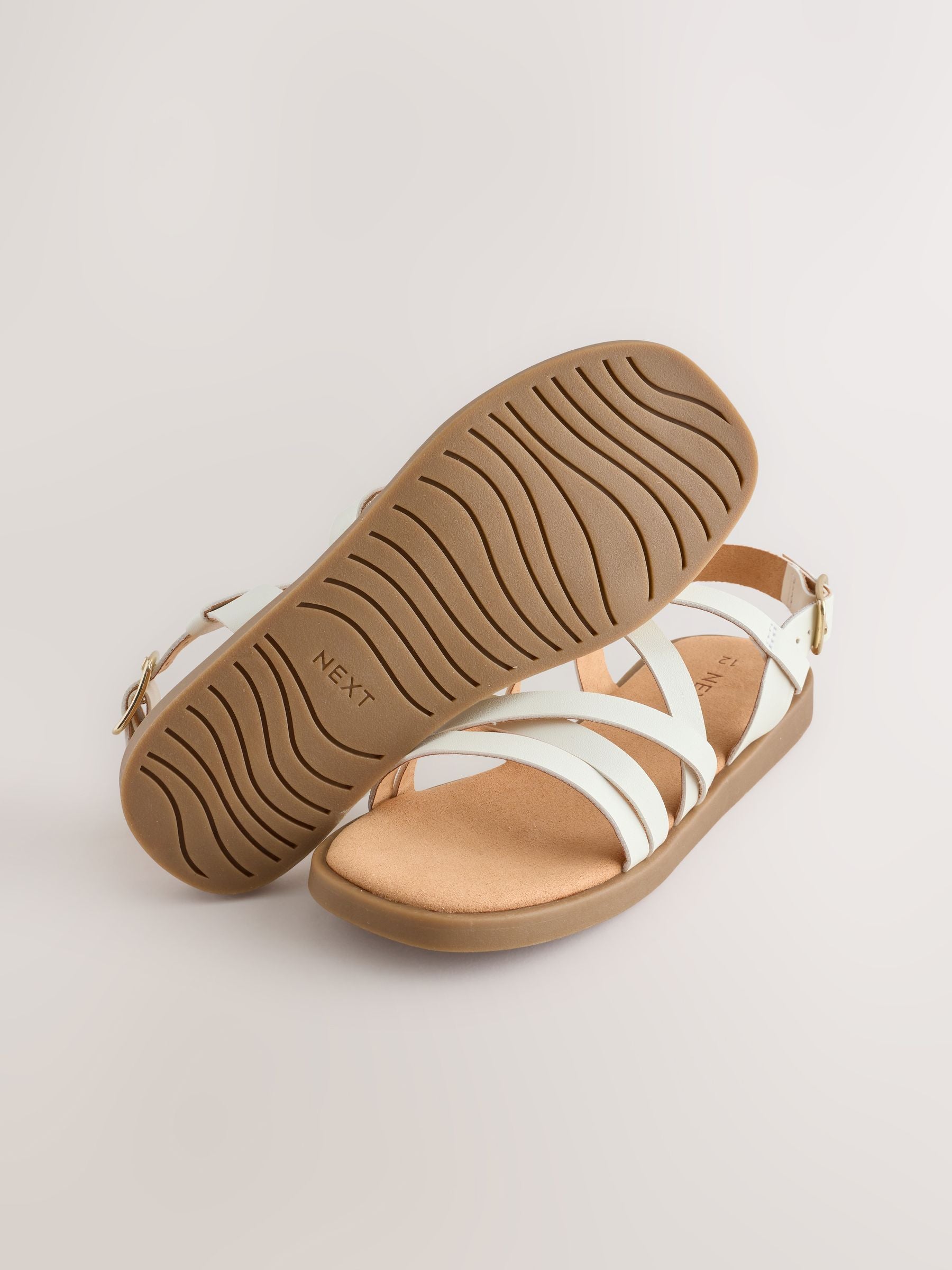 White Standard Fit (F) Strappy Sandals image 8
