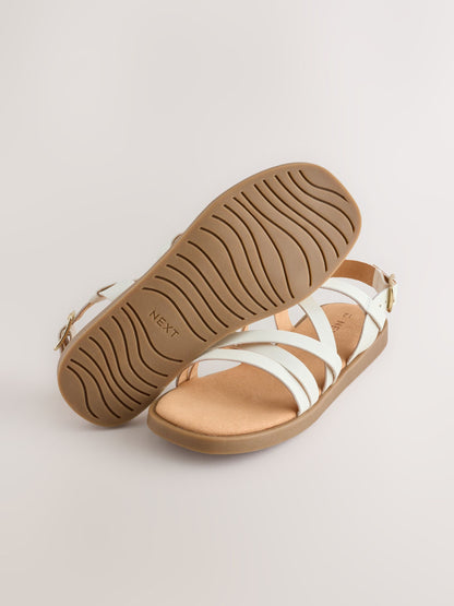White Standard Fit (F) Strappy Sandals image 8